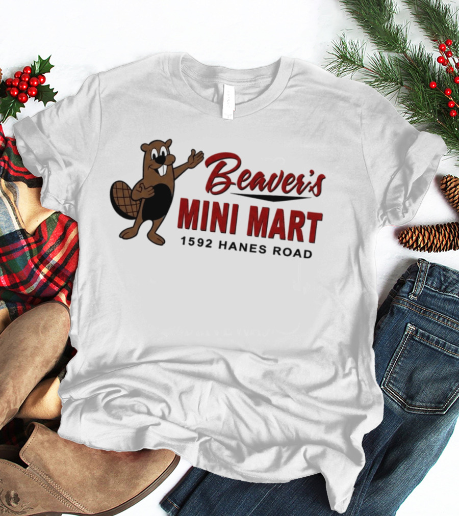 Beaver's Mini Mart Mascot Logo 1592 Hanes Road T-Shirt