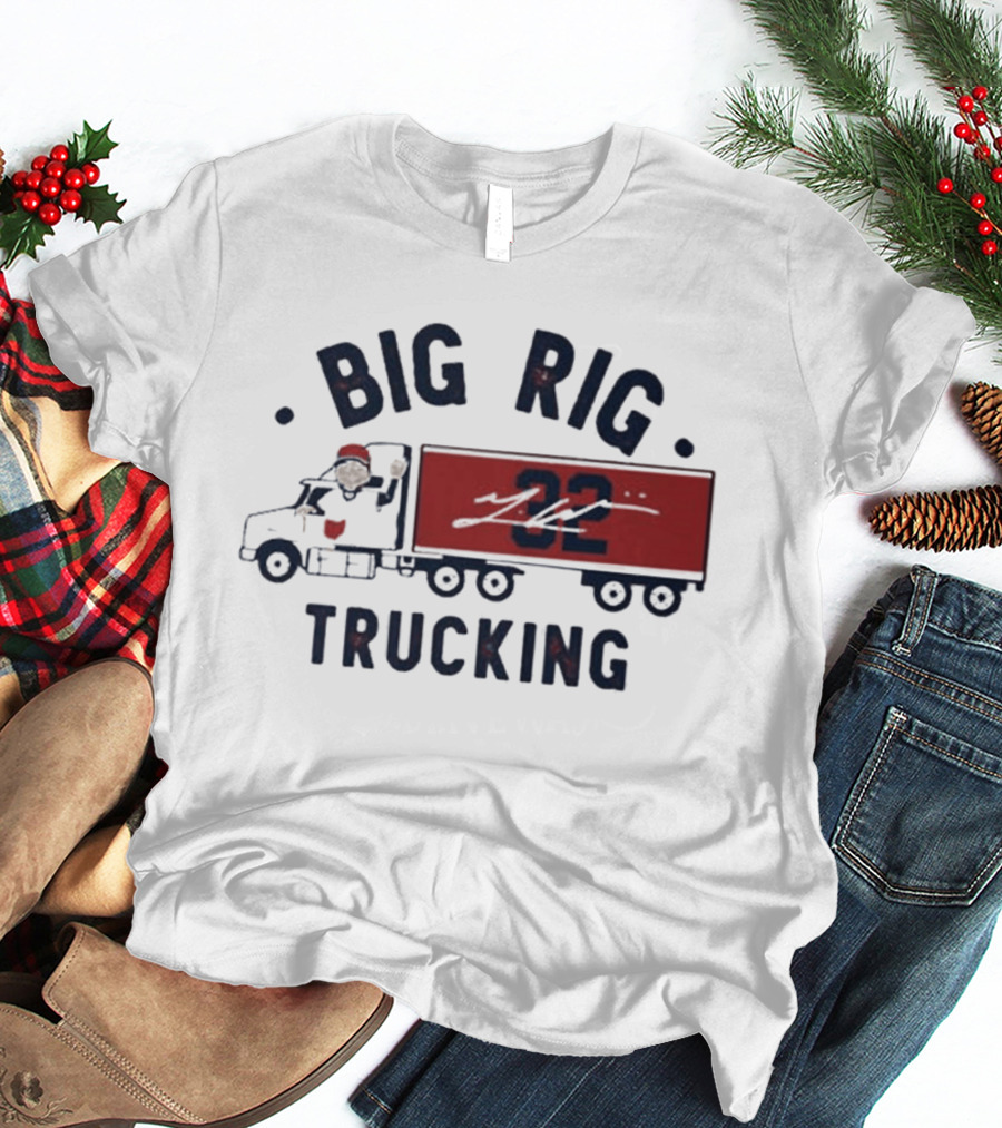 Big Rig Trucking 32 Cartoon Truck Driver With Red Cap T-Shirt