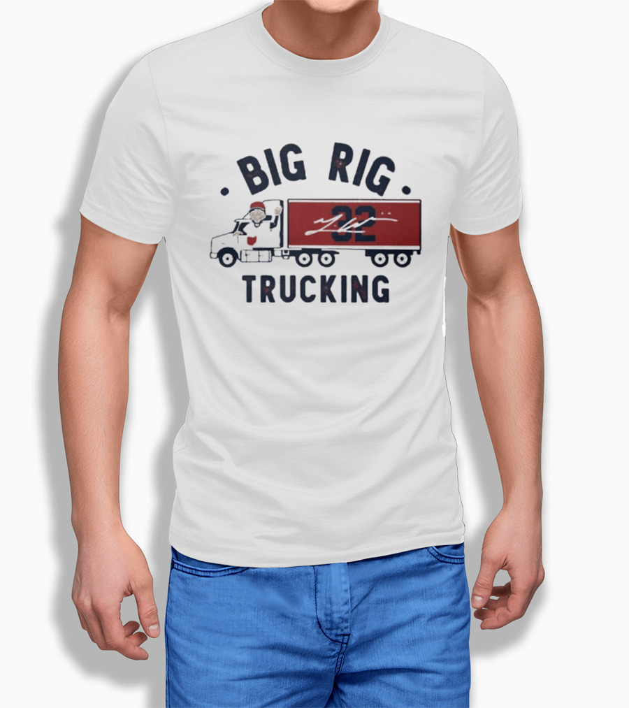 Big Rig Trucking 32 Cartoon Truck Driver With Red Cap T-Shirt