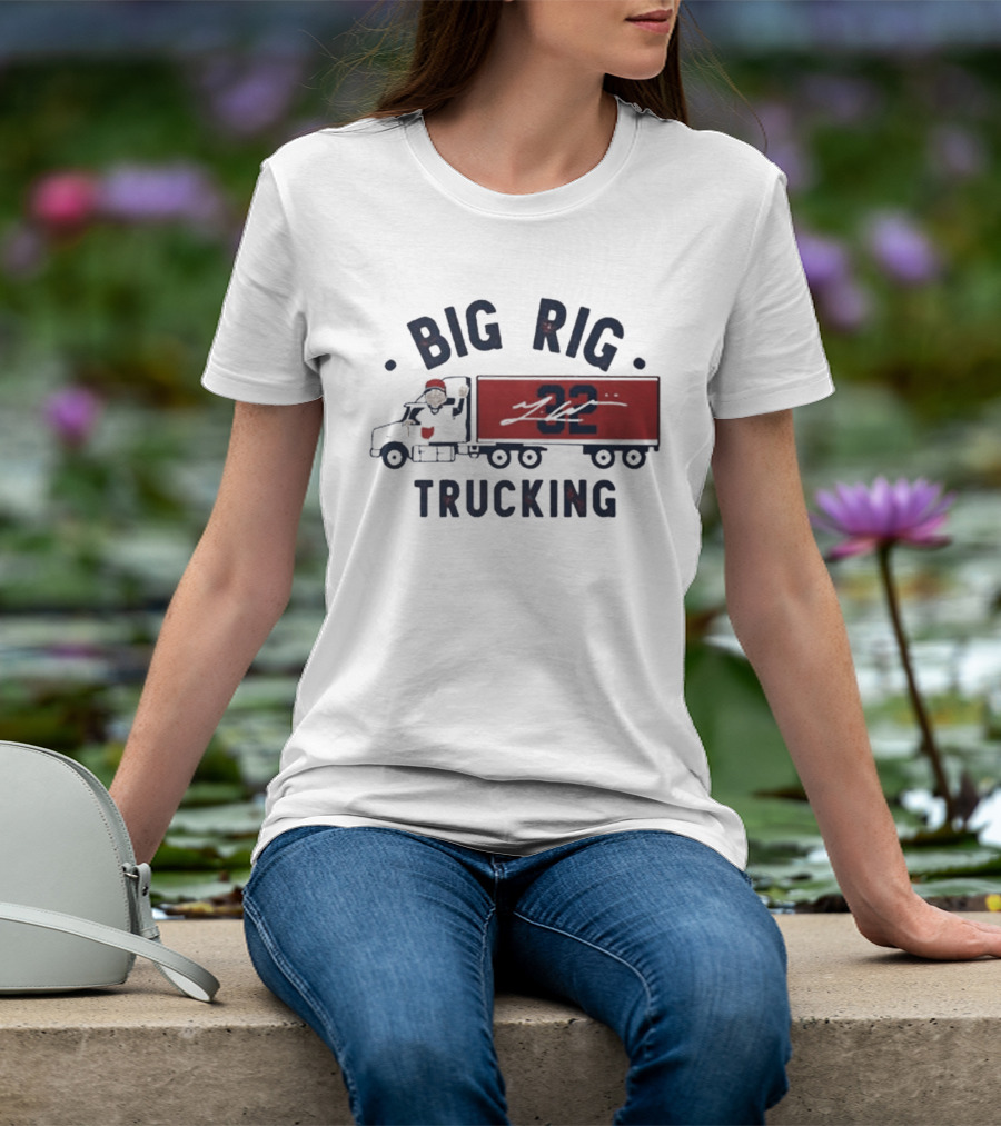 Big Rig Trucking 32 Cartoon Truck Driver With Red Cap T-Shirt