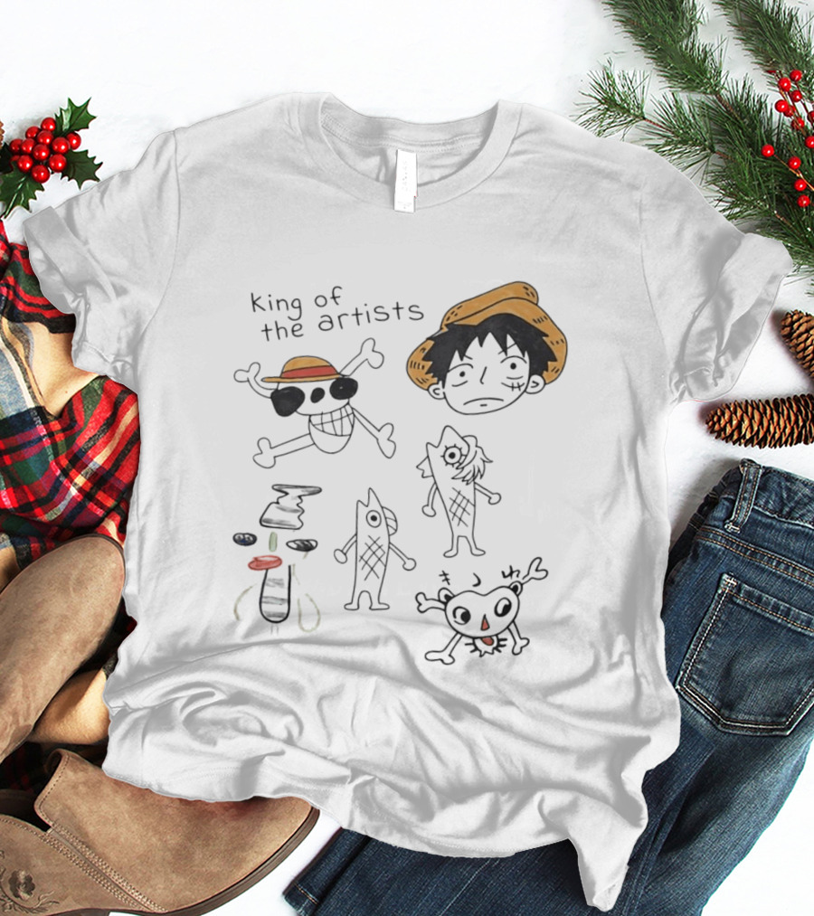 King Of The Artists One Piece Straw Hat Skull Luffy Sketches T-Shirt