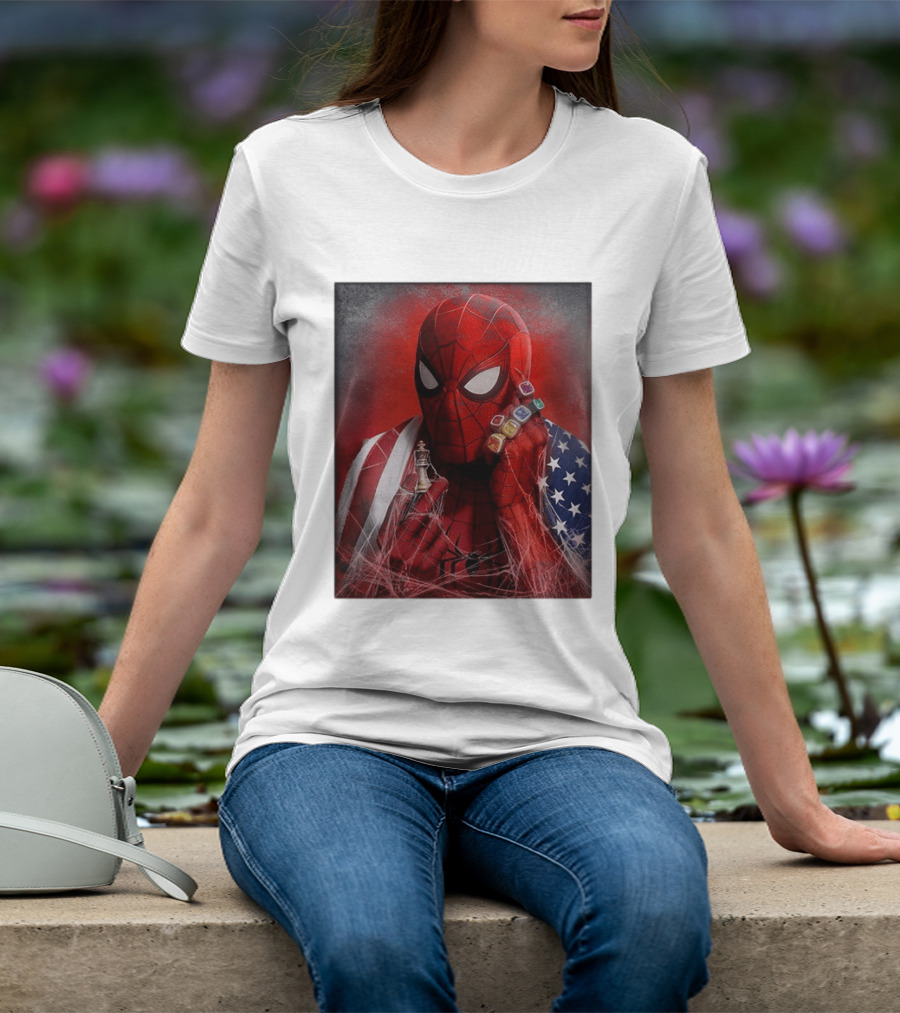 Spider Man Infinity Gauntlet Chess Piece American Flag Avengers Endgame Russo Brothers T-Shirt