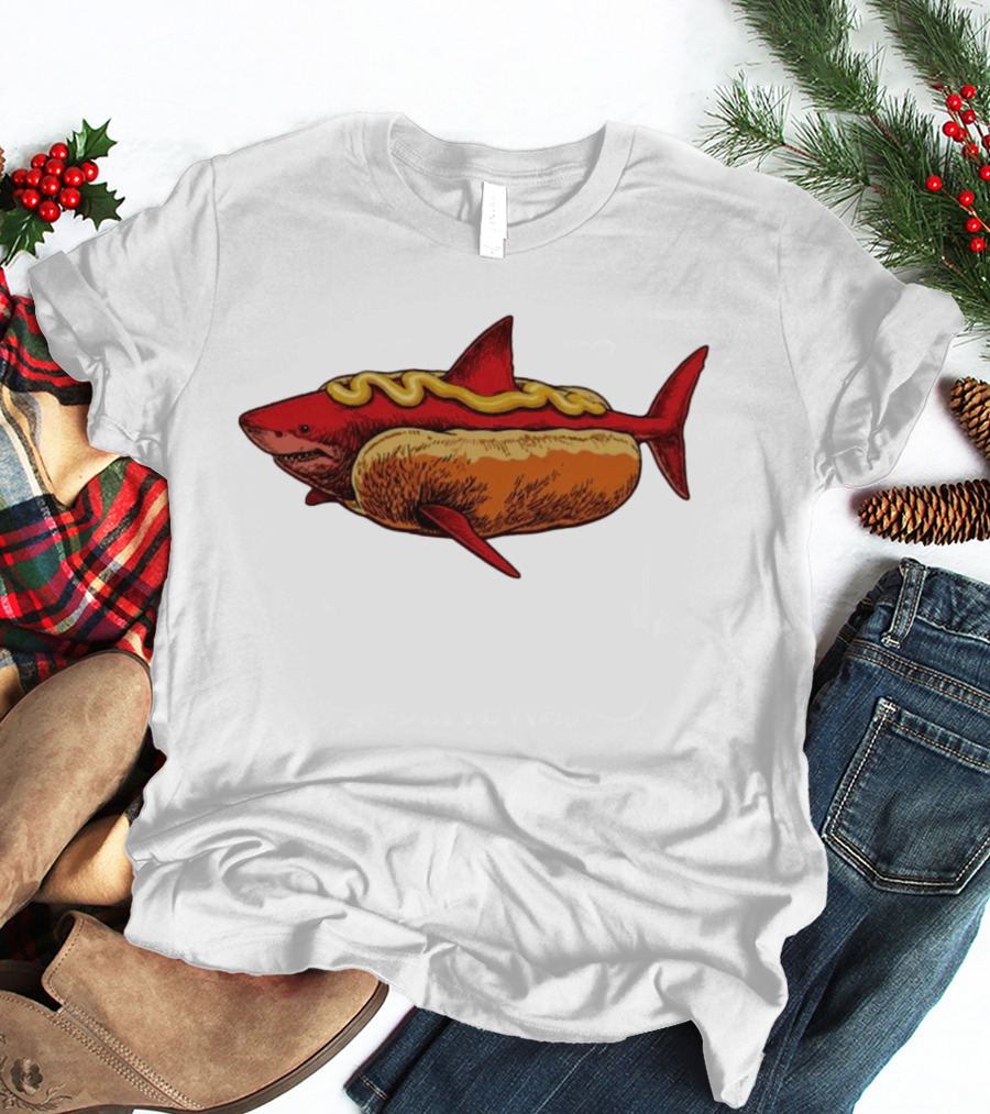 Shark Hot Dog Mustard Mashup Humor T-Shirt