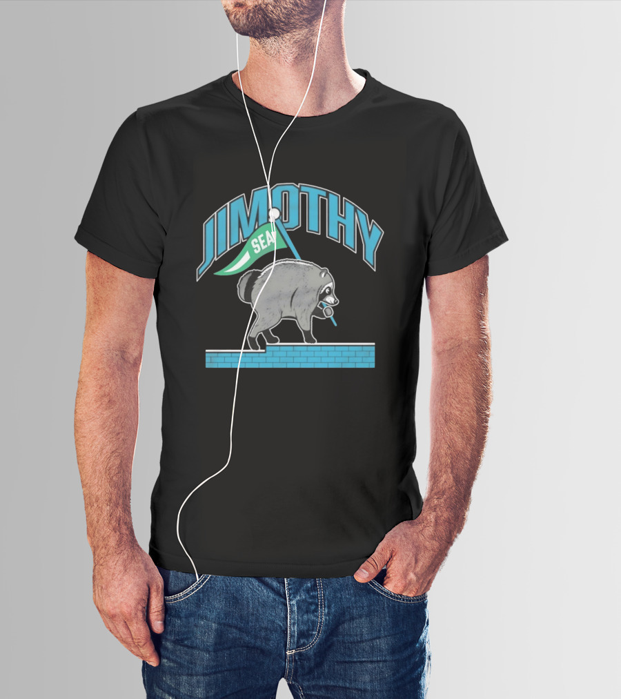Jimothy SEA Raccoon Holding Flag On Brick Wall T-Shirt