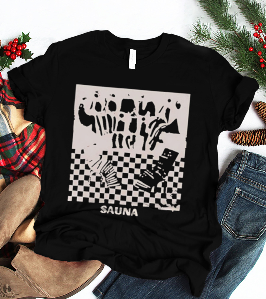 Sauna Checkered Patterns Accordion Instruments T-Shirt