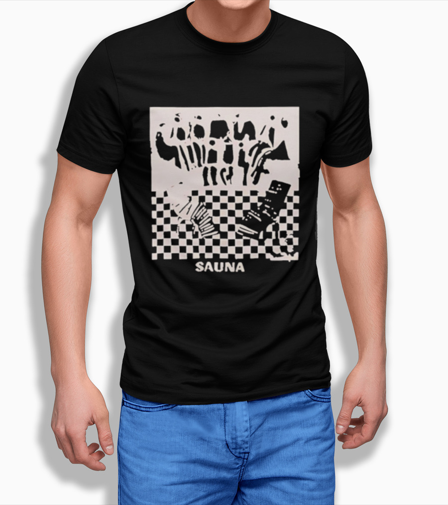 Sauna Checkered Patterns Accordion Instruments T-Shirt