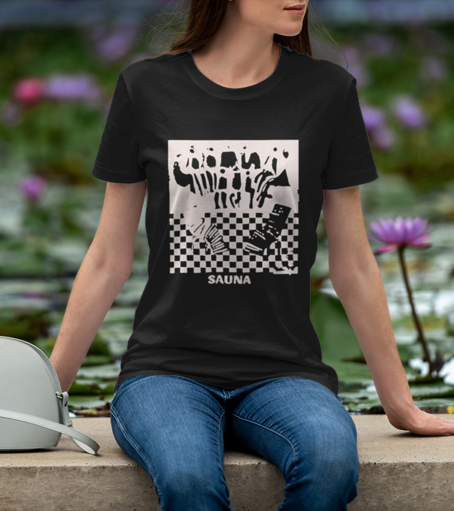 Sauna Checkered Patterns Accordion Instruments T-Shirt