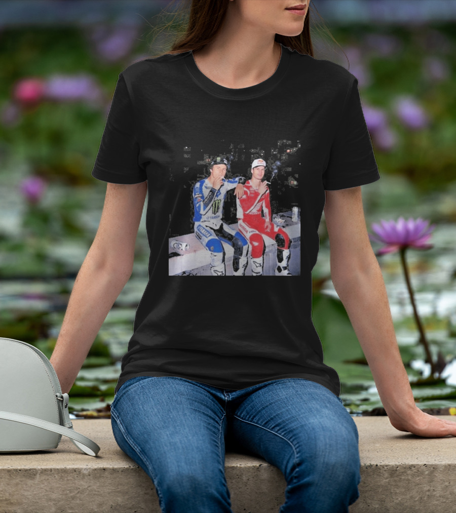 Valentino Rossi Casey Stoner Yamaha Honda Monster Red Bull Racing Motogp Smoking T-Shirt