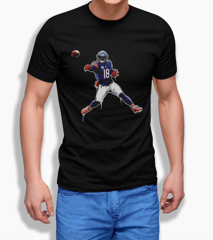 Chicago Bears Number 18 Quarterback Graffiti Style Football T-Shirt