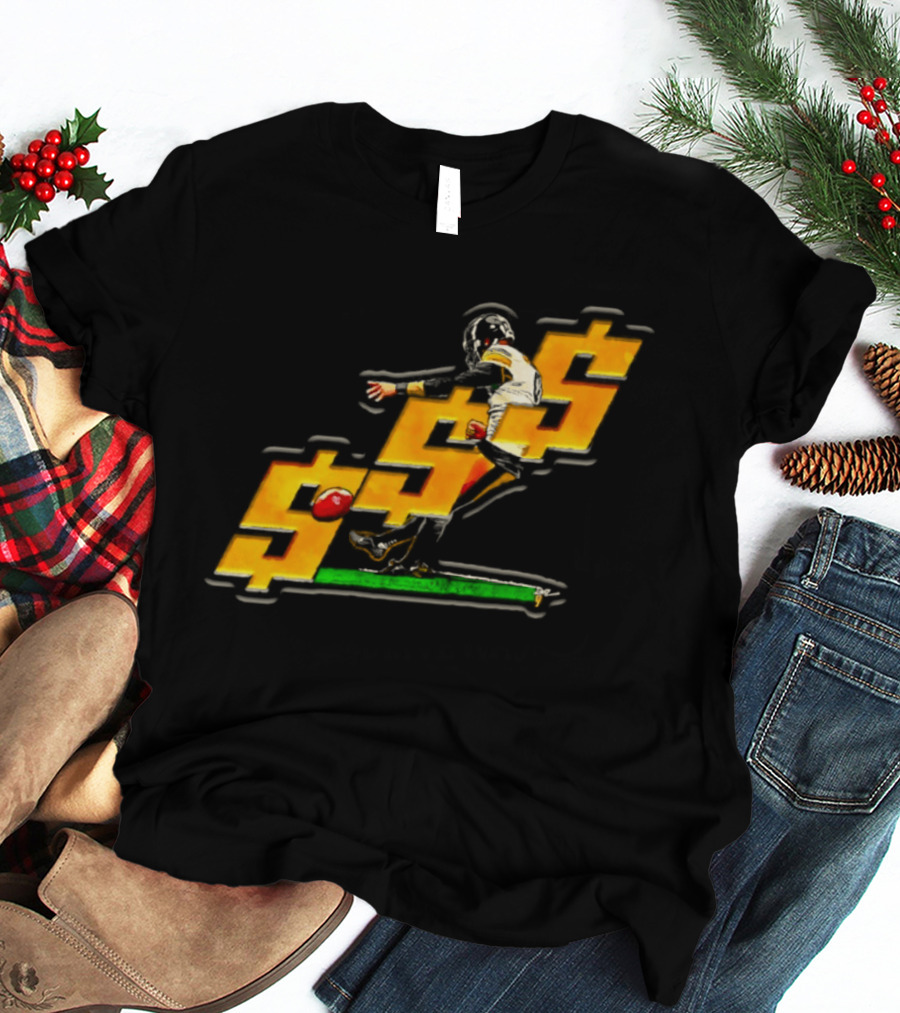 Pittsburgh Steelers Chris Boswell Kicking Football Dollar Sign T-Shirt
