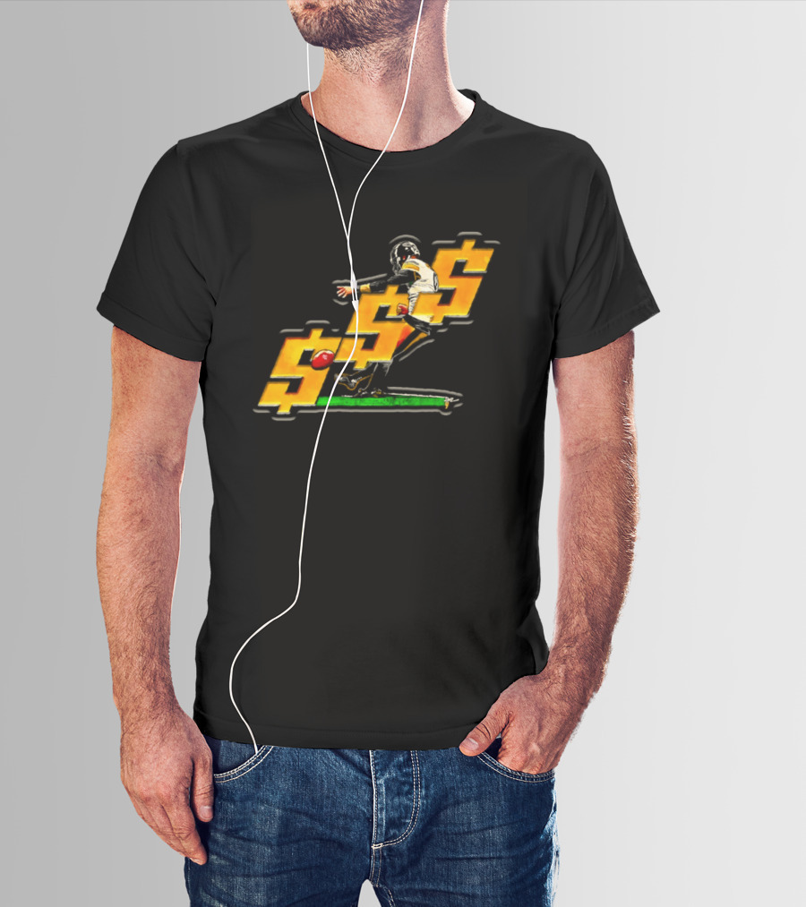 Pittsburgh Steelers Chris Boswell Kicking Football Dollar Sign T-Shirt