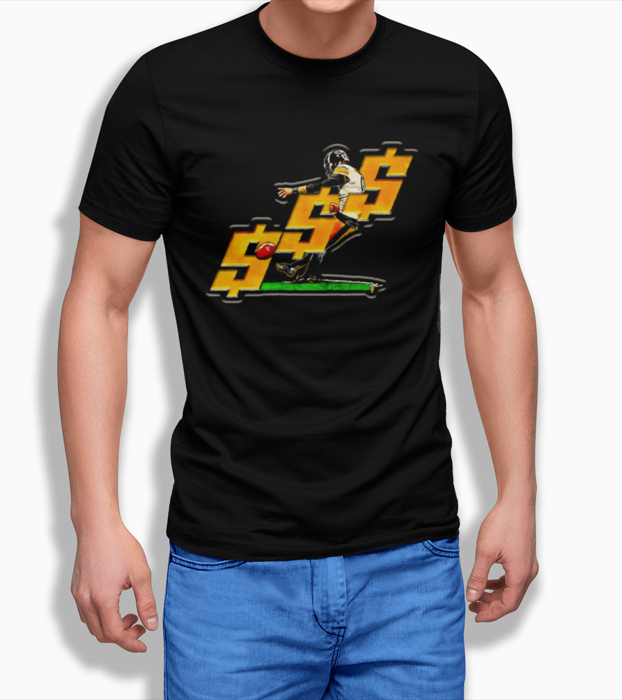 Pittsburgh Steelers Chris Boswell Kicking Football Dollar Sign T-Shirt
