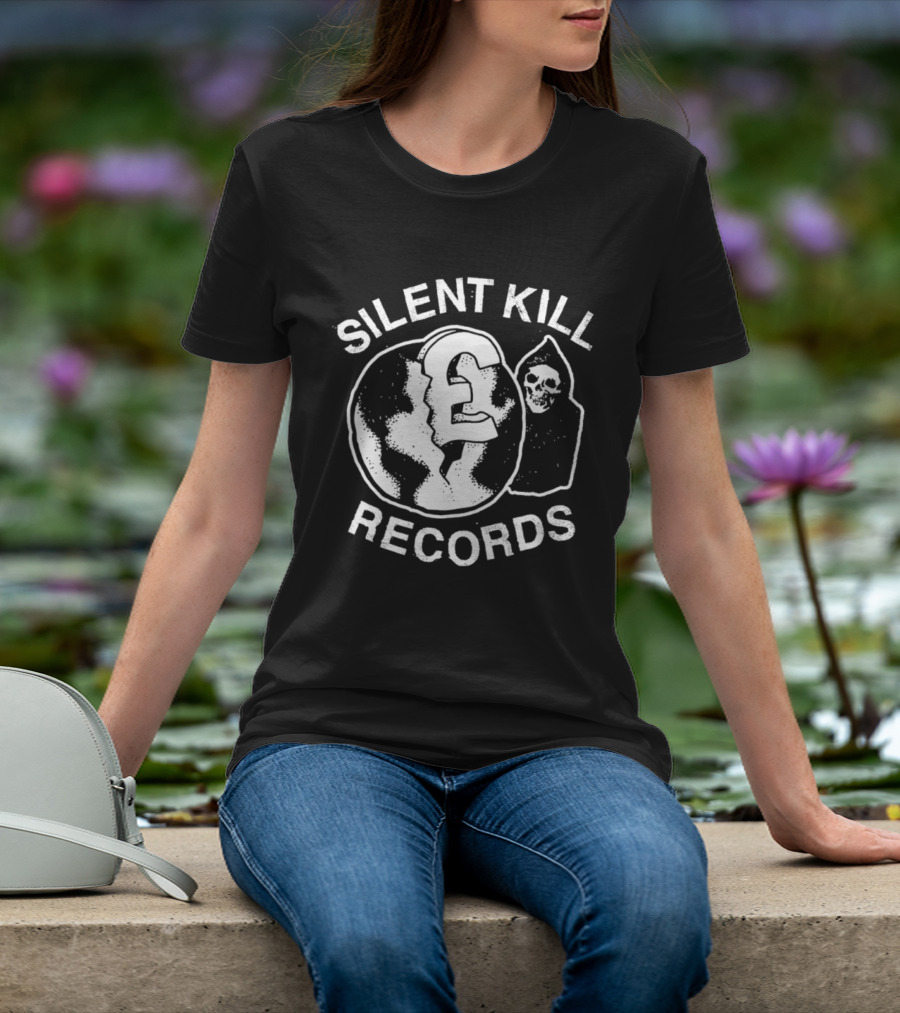 Silent Kill Records Skull Punk Logo Earth T-Shirt