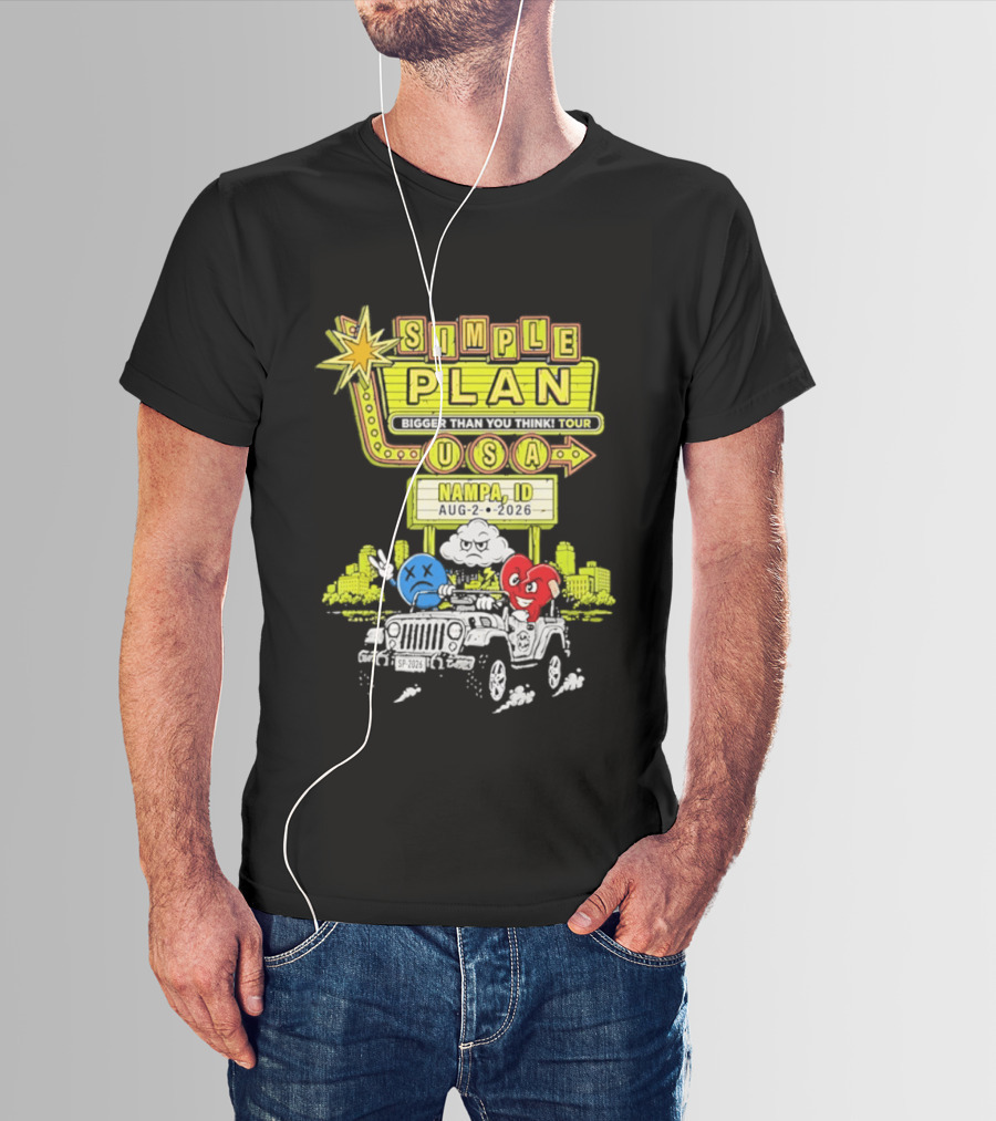 Simple Plan Bigger Than You Think Tour Nampa ID USA August 2 2026 T-Shirt