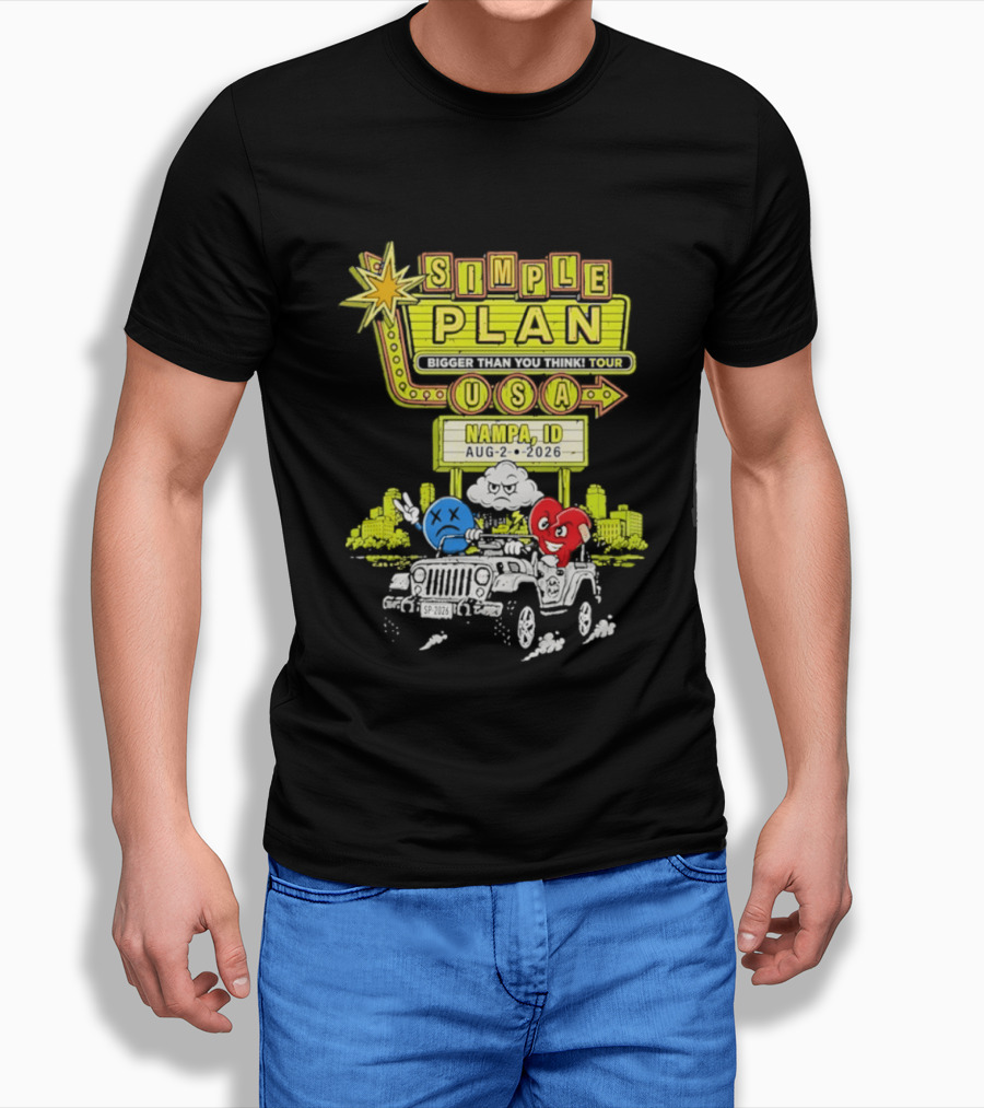 Simple Plan Bigger Than You Think Tour Nampa ID USA August 2 2026 T-Shirt