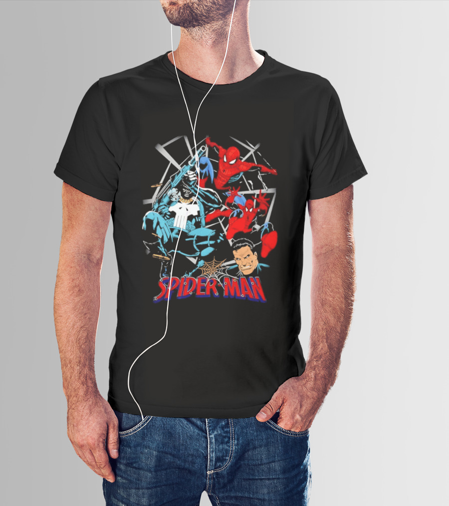 Spider Man Punisher Marvel Comics Crossover Action T-Shirt