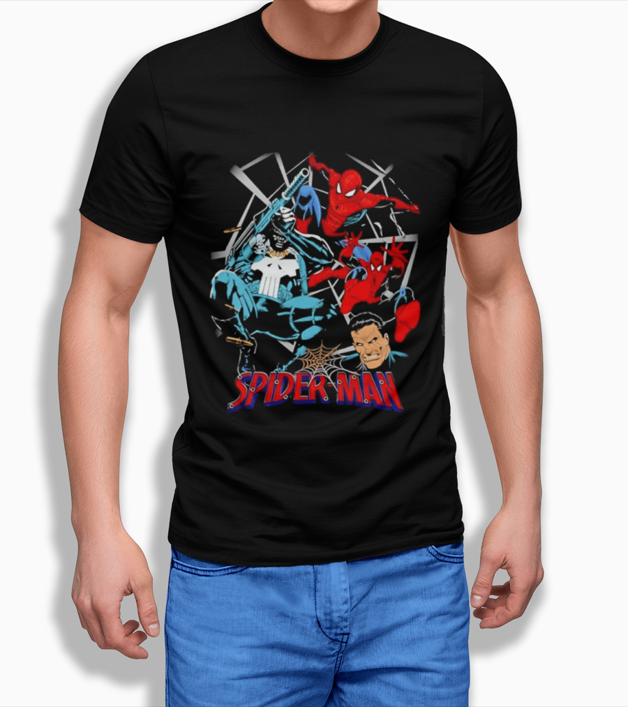 Spider Man Punisher Marvel Comics Crossover Action T-Shirt
