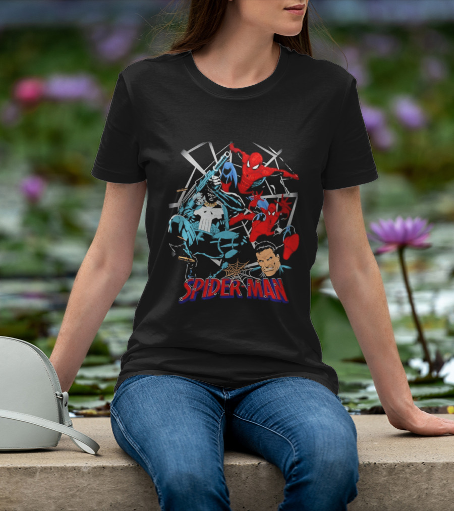 Spider Man Punisher Marvel Comics Crossover Action T-Shirt