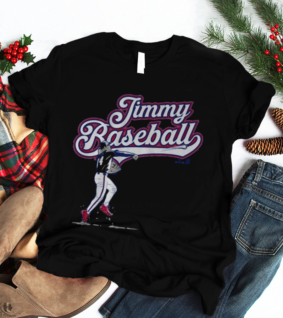 Jimmy Baseball Vintage Style Player Swinging Bat T-Shirt