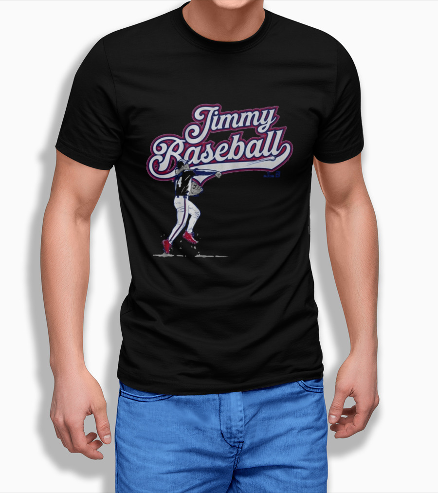 Jimmy Baseball Vintage Style Player Swinging Bat T-Shirt
