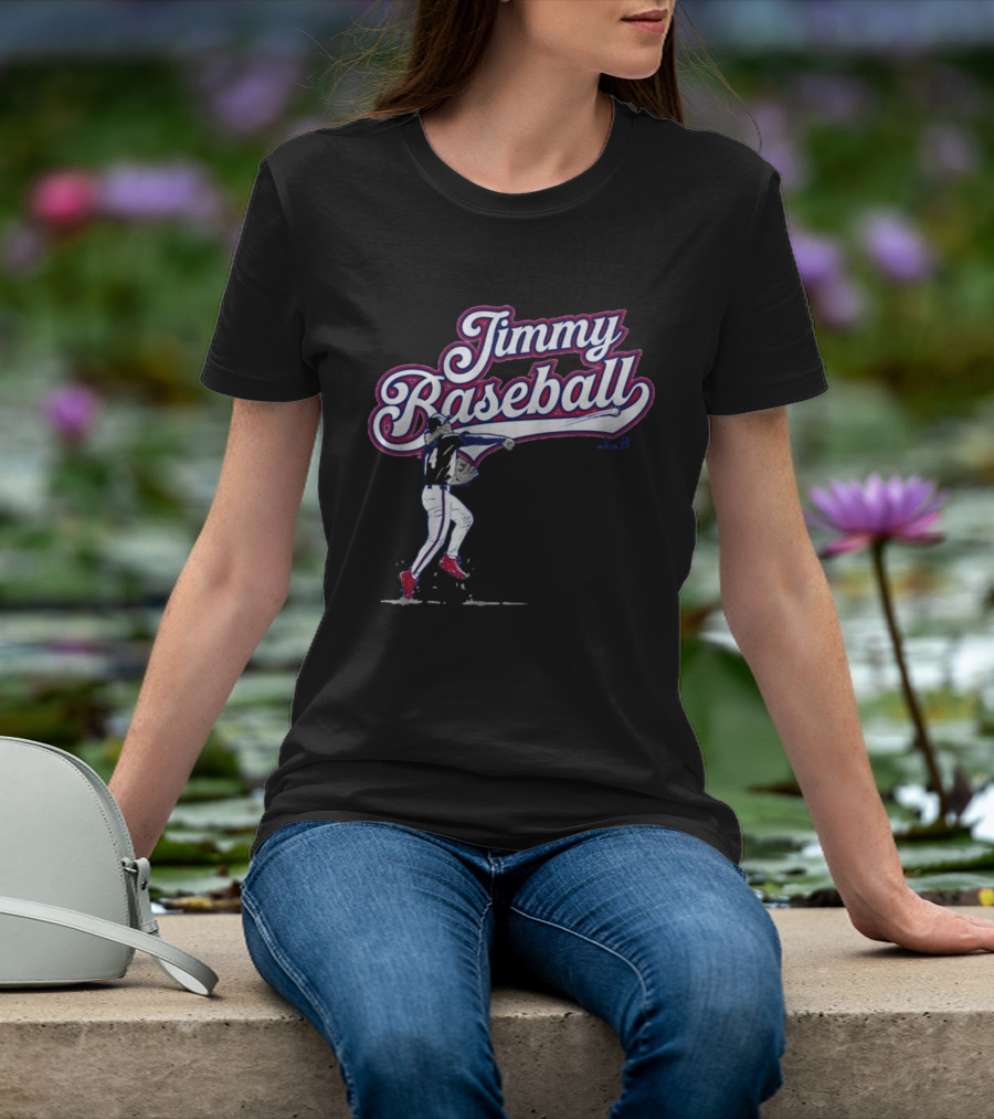 Jimmy Baseball Vintage Style Player Swinging Bat T-Shirt