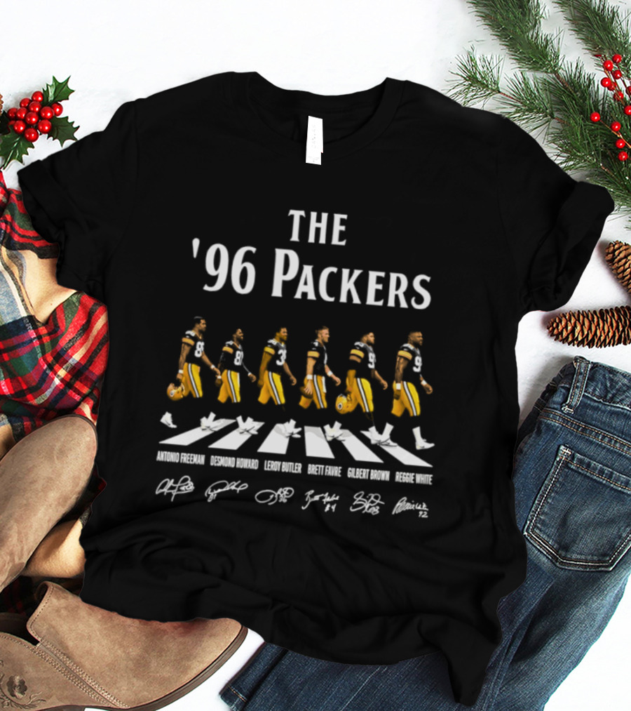 96 Packers Antonio Freeman Desmond Howard Leroy Butler Brett Favre Gilbert Brown Reggie White Signatures Green Bay Packers T-Shirt