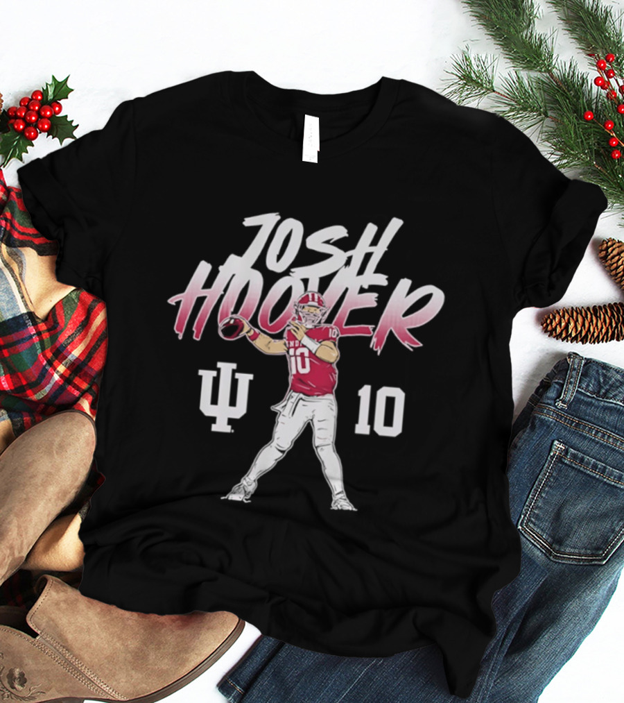 Josh Hoover 10 Indiana Football IU Hoosiers Quarterback Pose T-Shirt