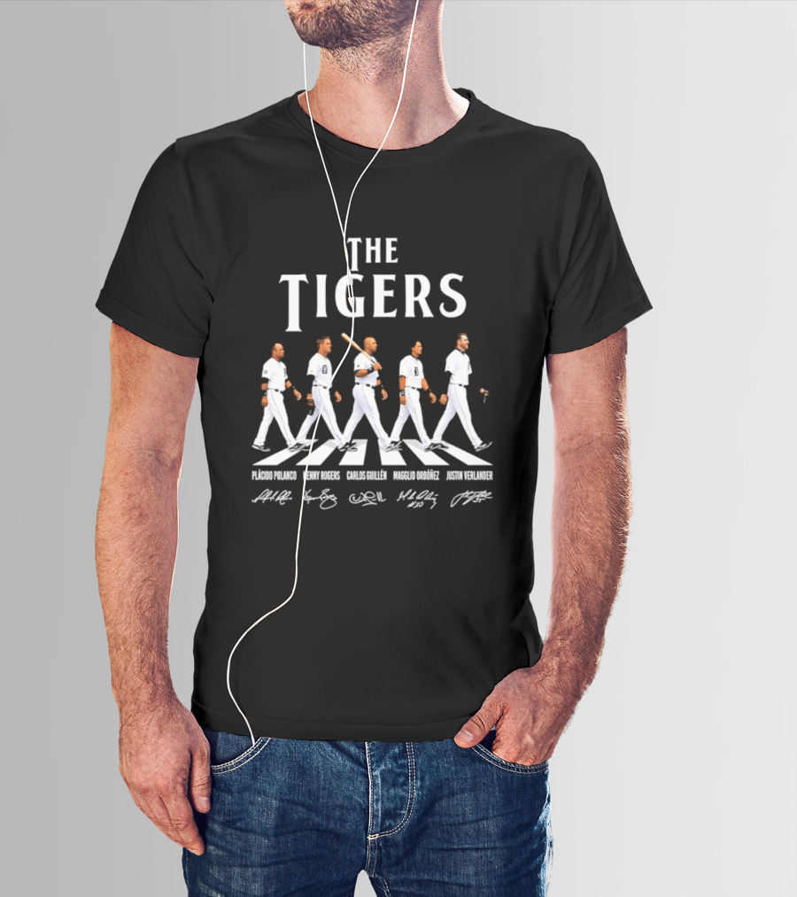 The Tigers Plácido Polanco Kenny Rogers Carlos Guillén Magglio Ordóñez Justin Verlander Detroit Abbey Road Baseball Players T-Shirt