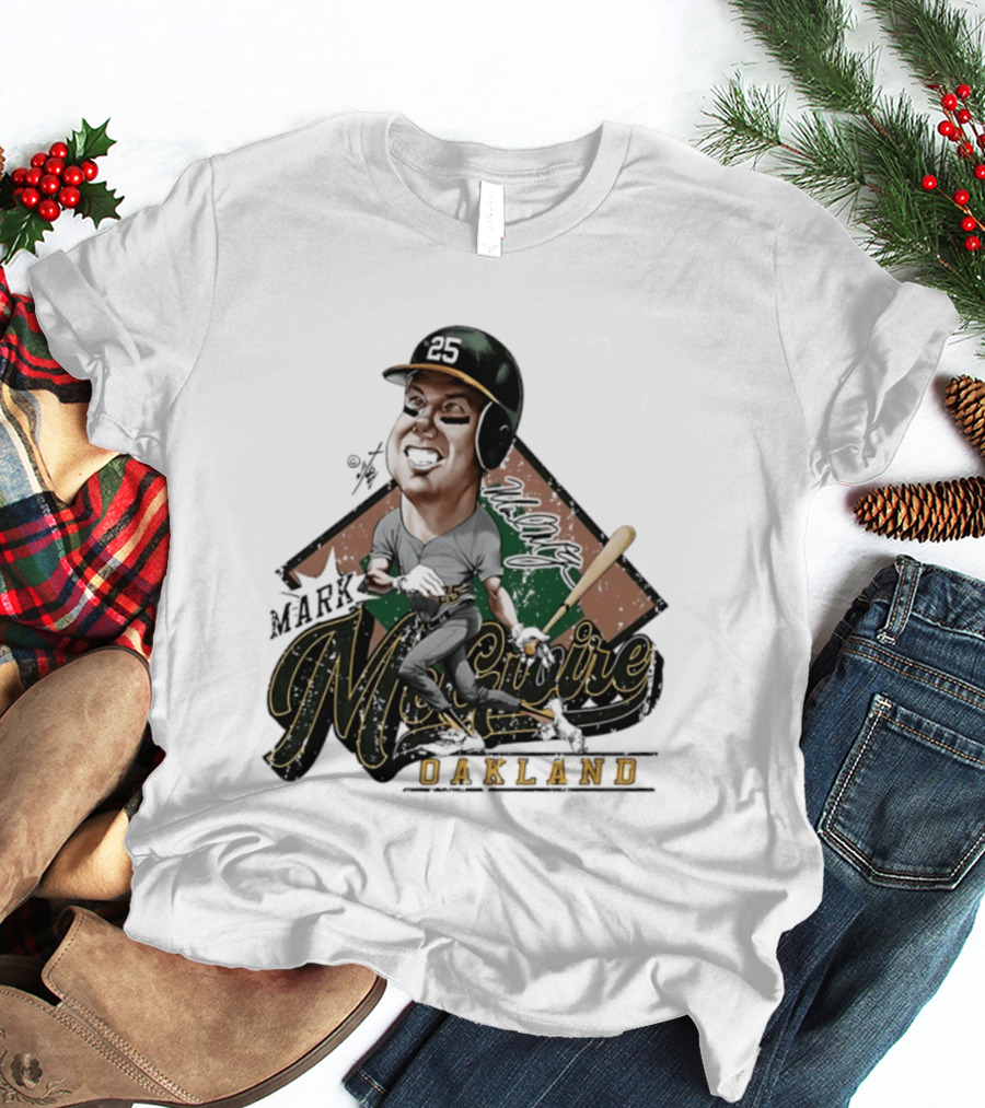 Mark McGwire Oakland Athletics Baseball Caricature Bruce Stark T-Shirt