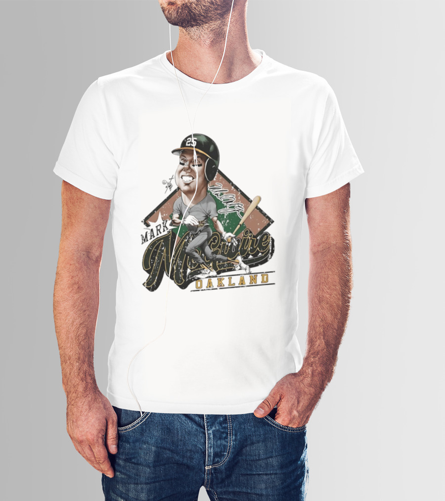 Mark McGwire Oakland Athletics Baseball Caricature Bruce Stark T-Shirt