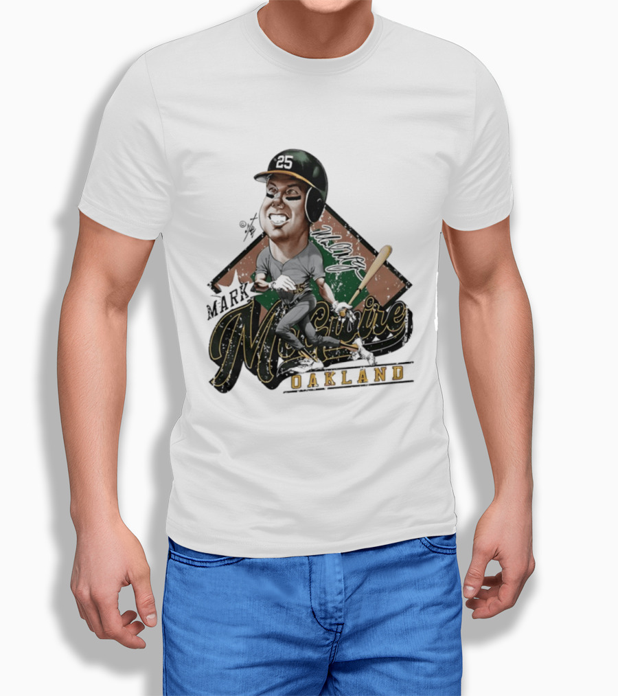 Mark McGwire Oakland Athletics Baseball Caricature Bruce Stark T-Shirt