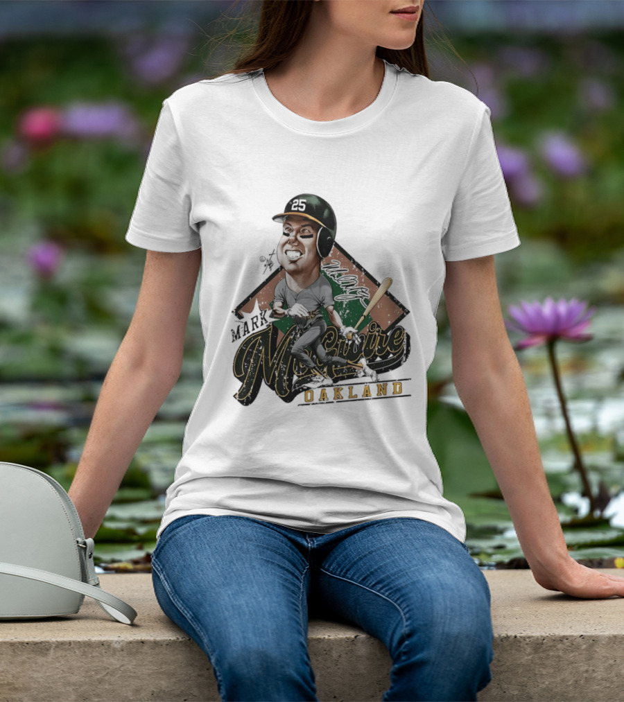 Mark McGwire Oakland Athletics Baseball Caricature Bruce Stark T-Shirt