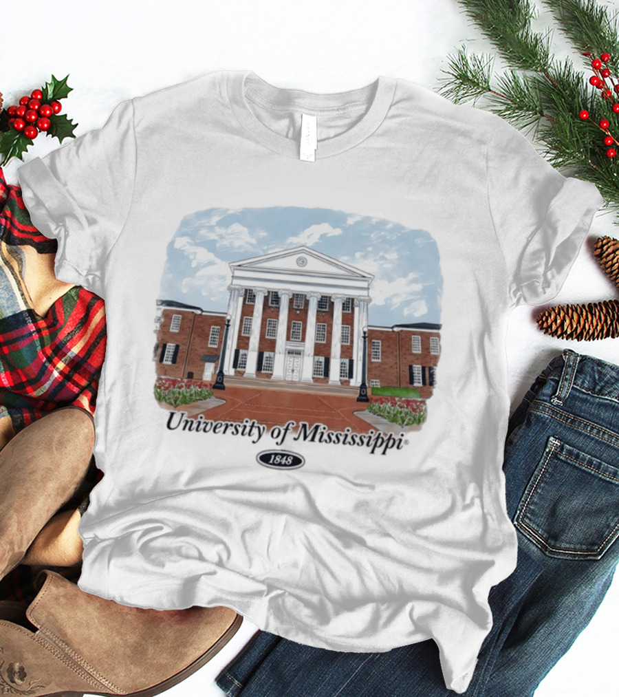 University Of Mississippi Ole Miss Rebels Football 1848 Campus Building T-Shirt