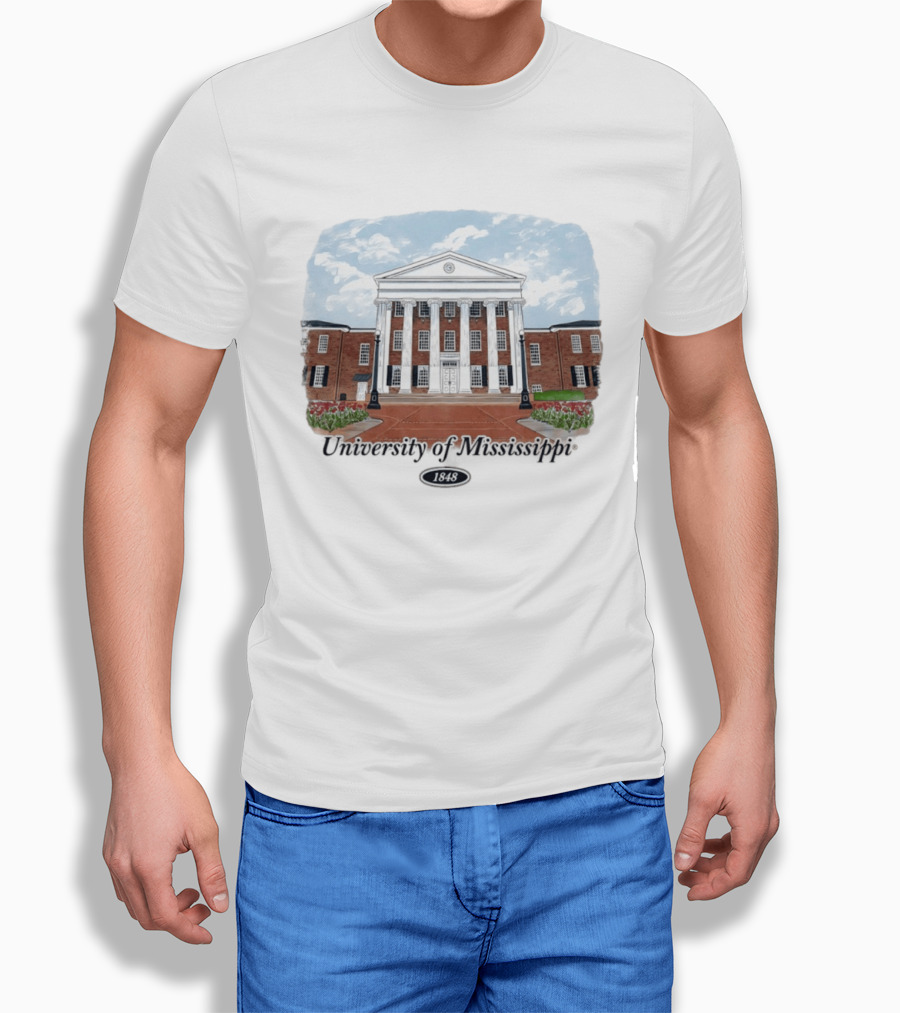 University Of Mississippi Ole Miss Rebels Football 1848 Campus Building T-Shirt