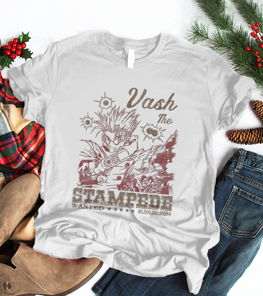 Vash The Stampede Wanted Bounty Hunter Anime T-Shirt