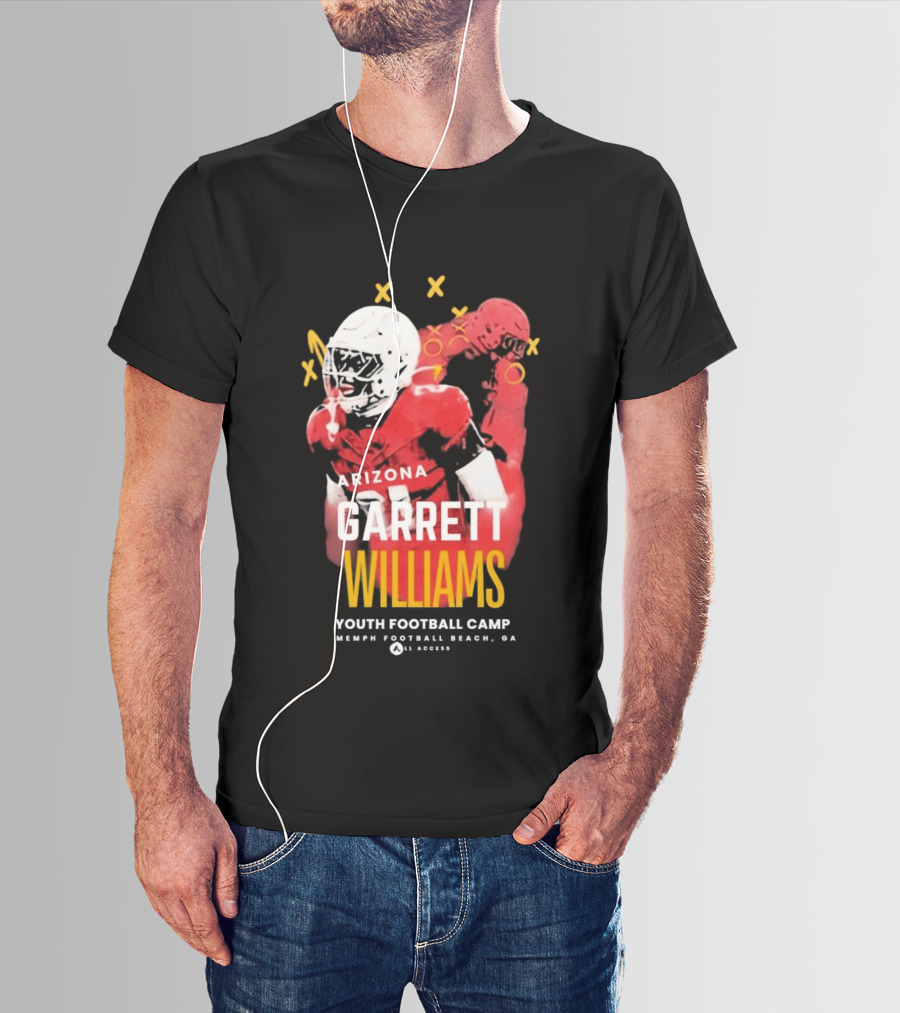 Arizona Garrett Williams Youth Football Camp 2026 Memphis Beach CA Annual Access T-Shirt