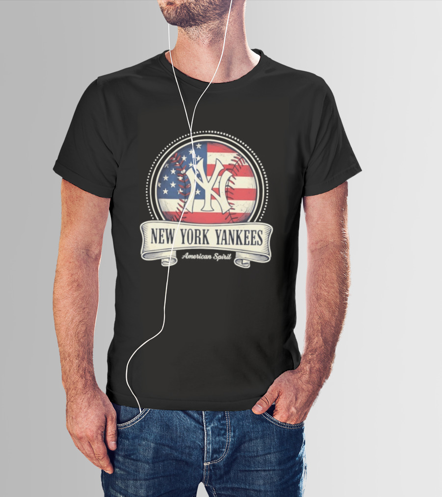 New York Yankees American Flag Baseball Emblem MLB T-Shirt