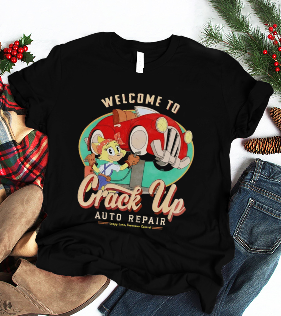 Welcome To Crack Up Auto Repair Happy Lane Towtown Cougars T-Shirt