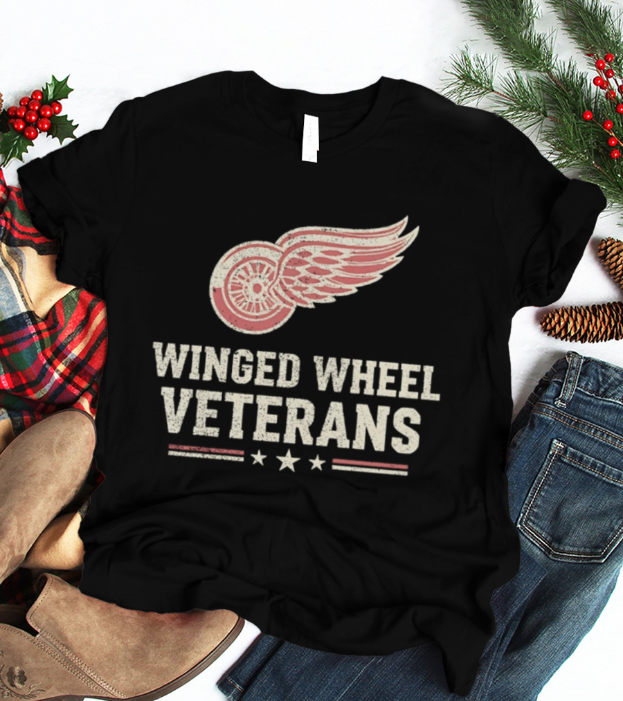 Winged Wheel Veterans Detroit Red Wings Three Stars T-Shirt