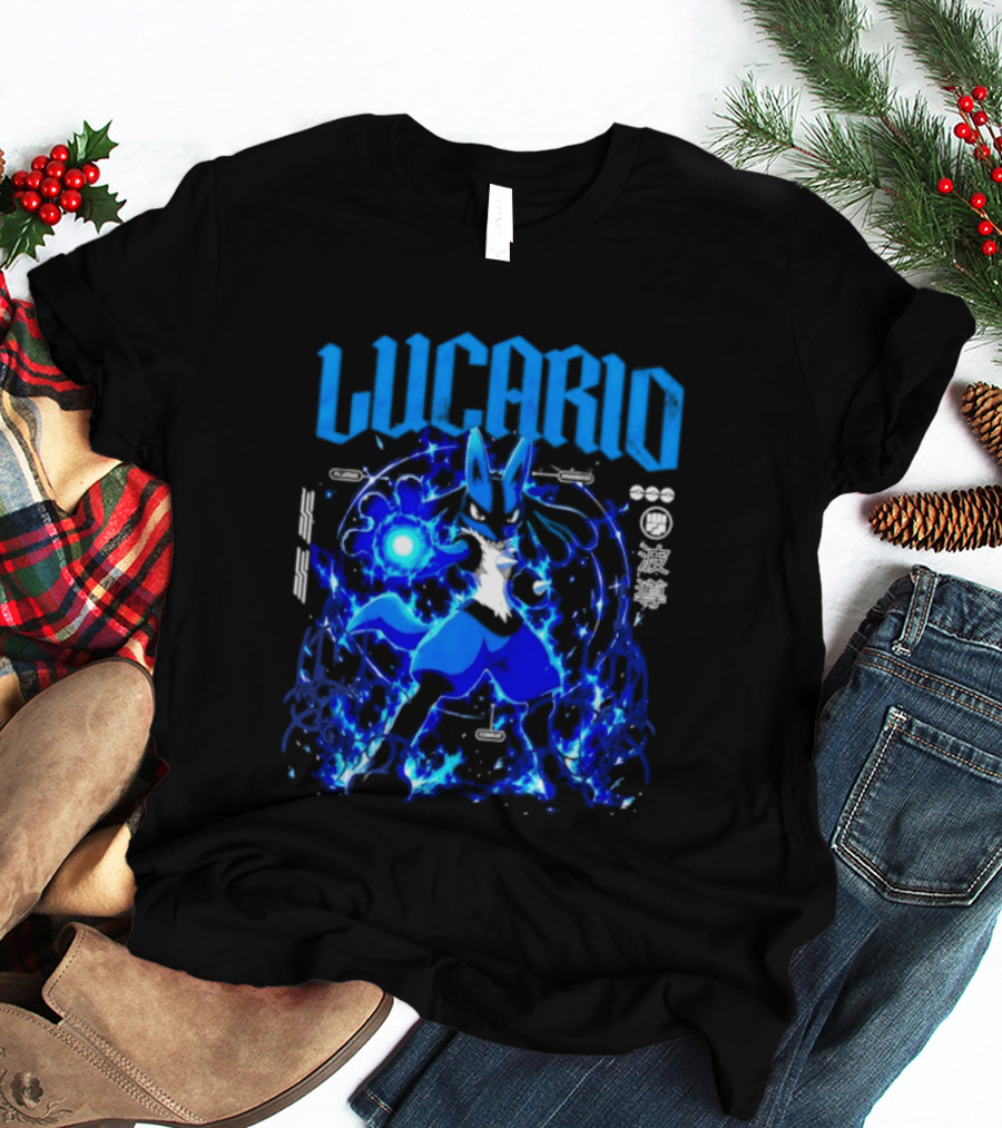 Lucario Fighting Awakened Combat Pokemon Aura Sphere Power T-Shirt