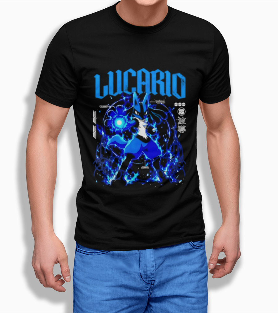 Lucario Fighting Awakened Combat Pokemon Aura Sphere Power T-Shirt