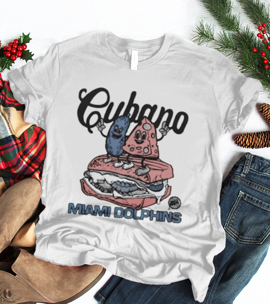 Cubano Miami Dolphins Sandwich And Characters T-Shirt