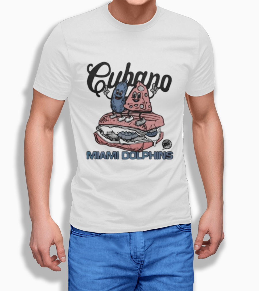 Cubano Miami Dolphins Sandwich And Characters T-Shirt