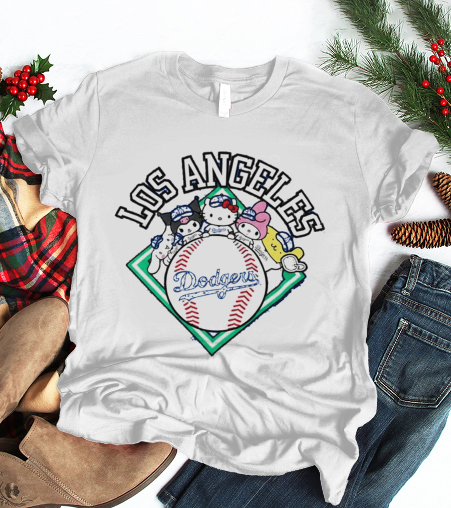 Los Angeles Dodgers Hello Kitty Friends Night Characters T-Shirt