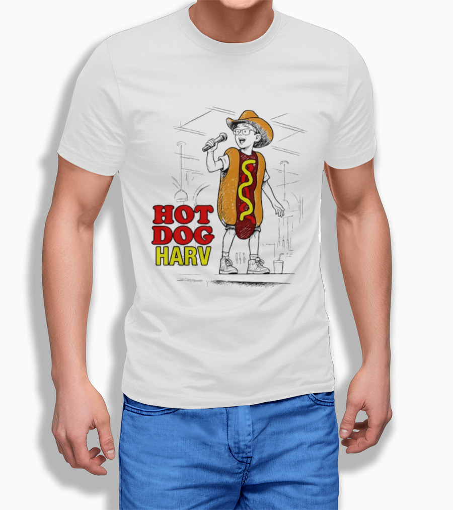 HOT DOG HARV Costume Stage Microphone Cowboy Hat T-Shirt