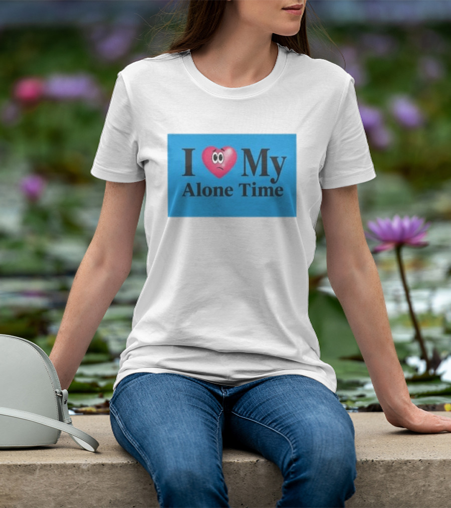 I Heart My Alone Time With Pink Heart Eyes T-Shirt
