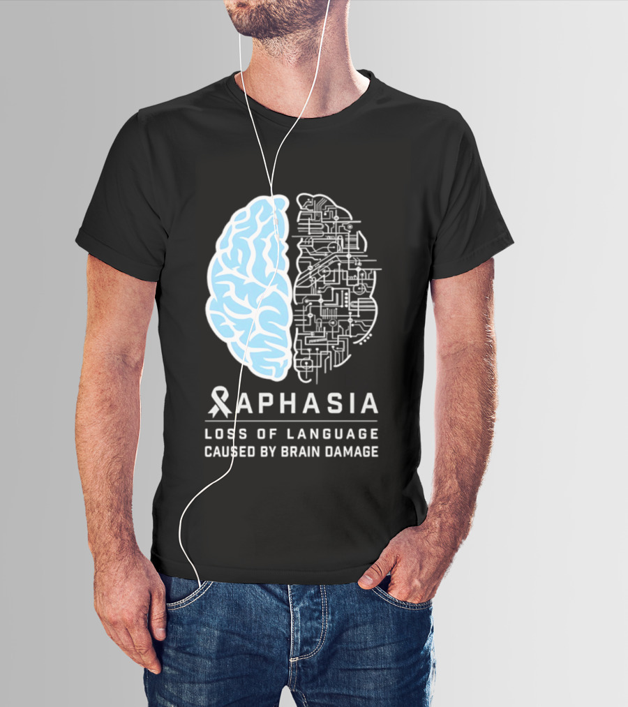 Aphasia Awareness Ribbon Brain Design Loss Of Language Caused By Brain Damage T-Shirt