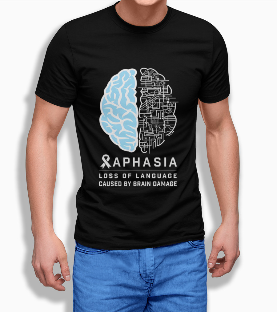 Aphasia Awareness Ribbon Brain Design Loss Of Language Caused By Brain Damage T-Shirt
