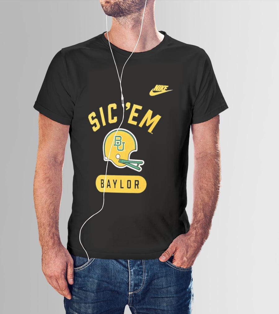Nike Sic 'Em Baylor Football Helmet BU T-Shirt