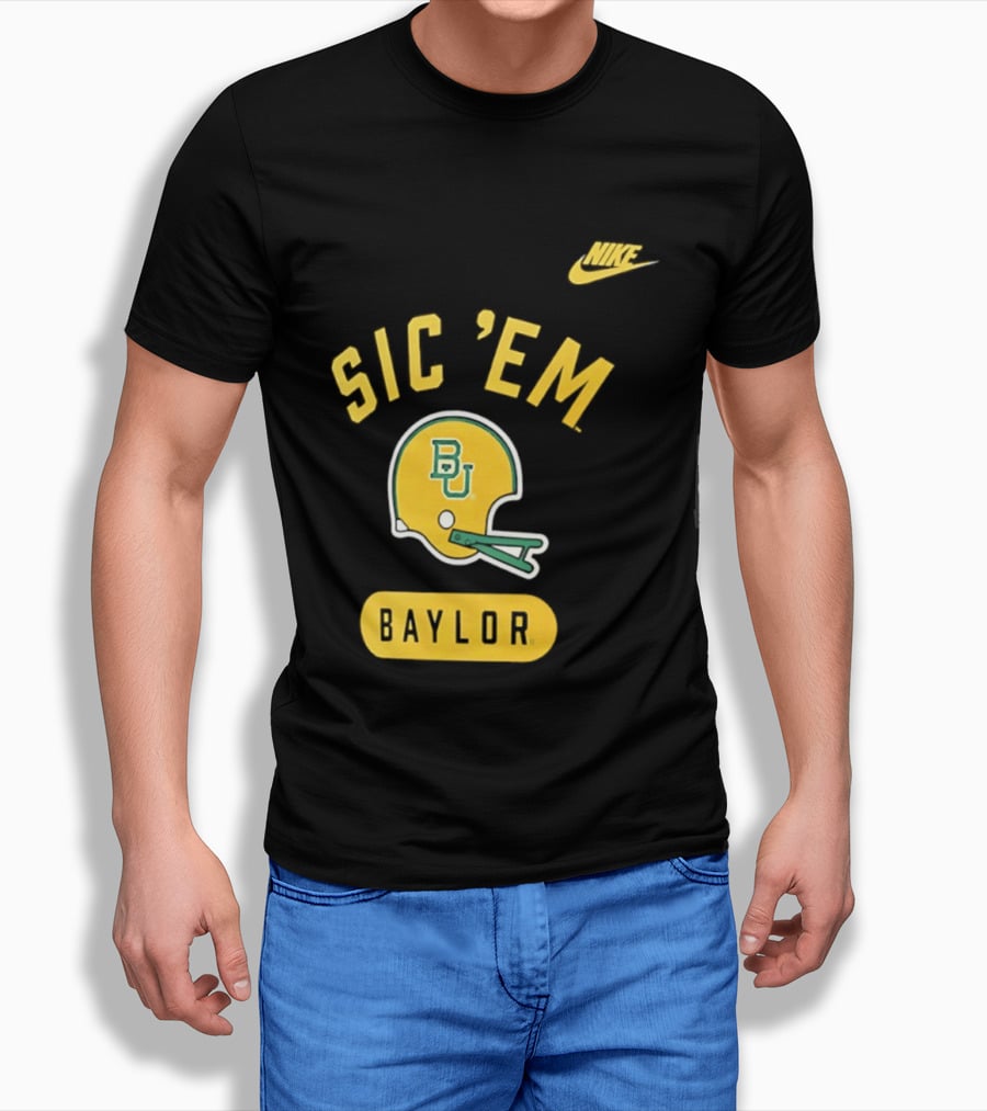 Nike Sic 'Em Baylor Football Helmet BU T-Shirt